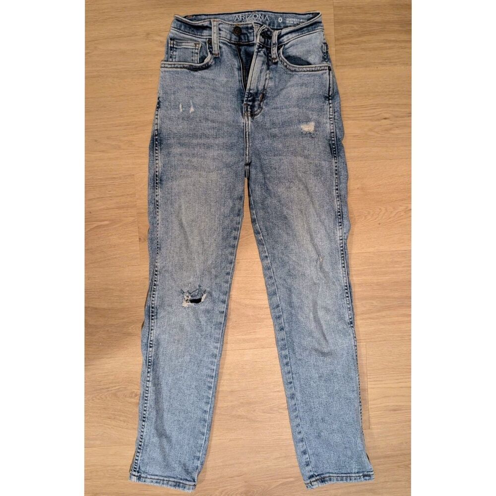 Arizona Jean Highest Rise Slim Straight Women's Size 0 Lightwash 90s grunge chic